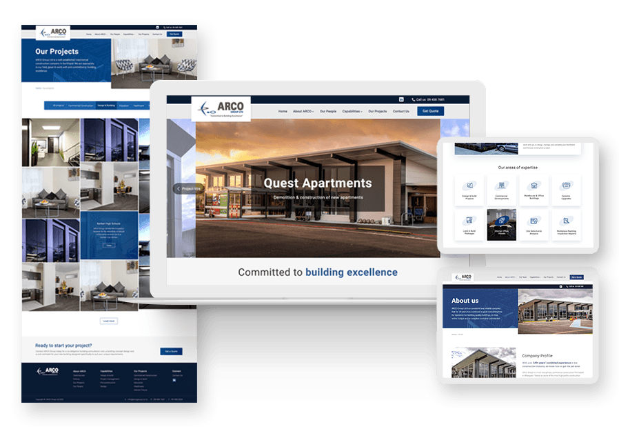 Globstudy courses created the website for construction company ARCO to present their services